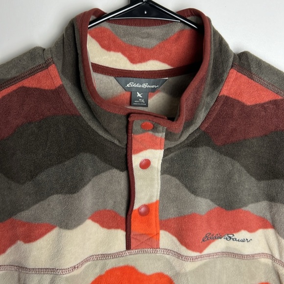Eddie Bauer Brown Orange Earth Tone Fleece Men’s Size TXL - Picture 2 of 5